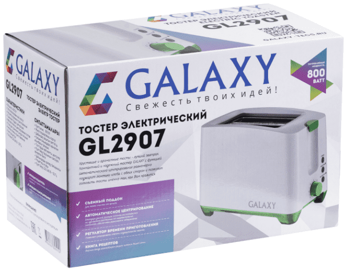 Тостер GALAXY GL2907 800 Вт белый, Россия